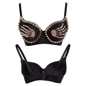 Gold Skull Hands Bra