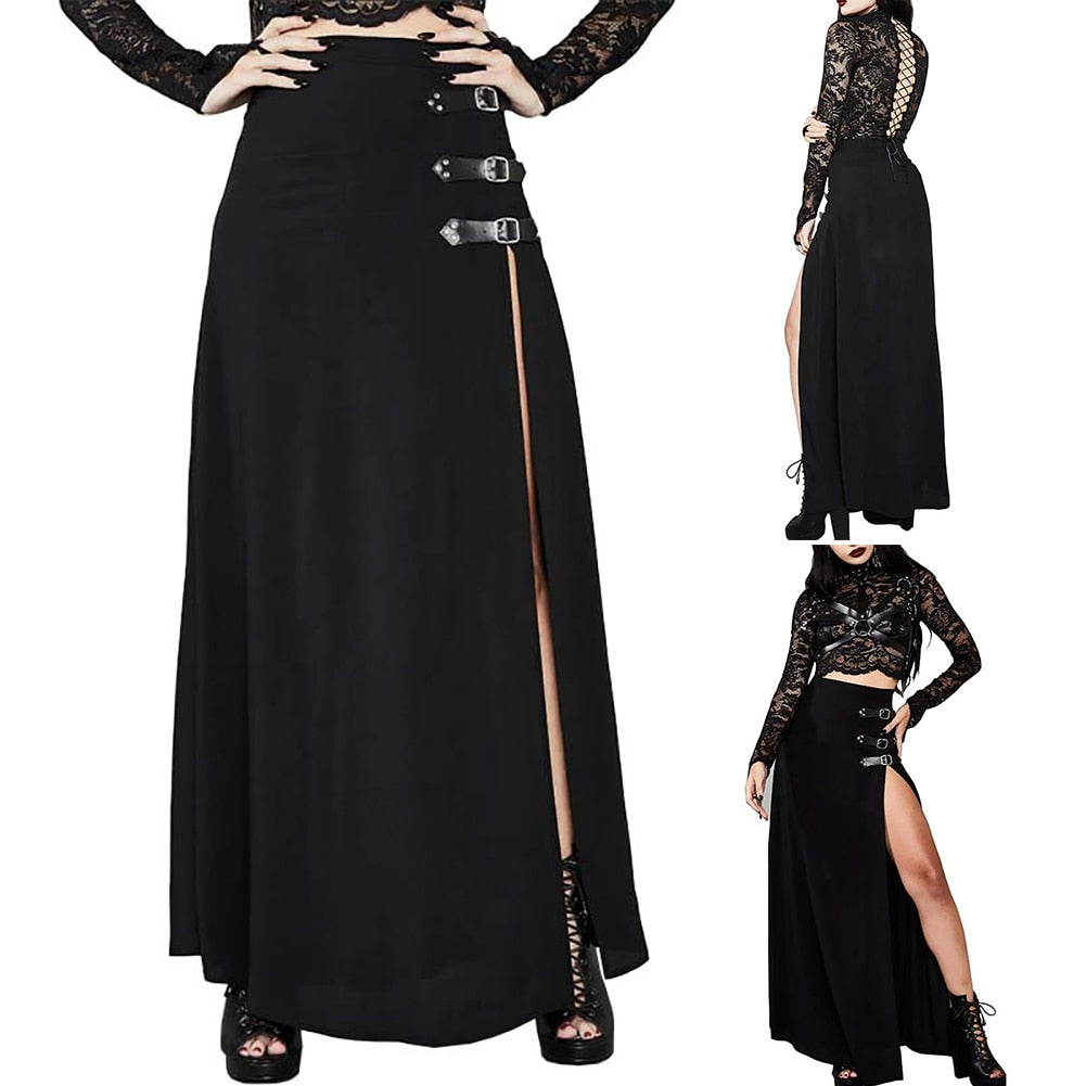 Grunge Side Split Maxi Skirt