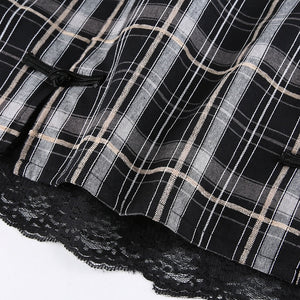 Plaid Slit Mini Skirt