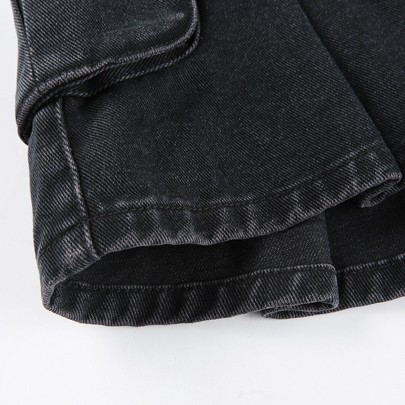 Denim Pleated Mini Skirt