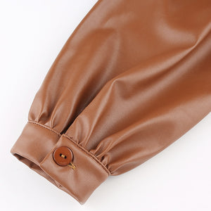 Puff Sleeved Leather Shirt