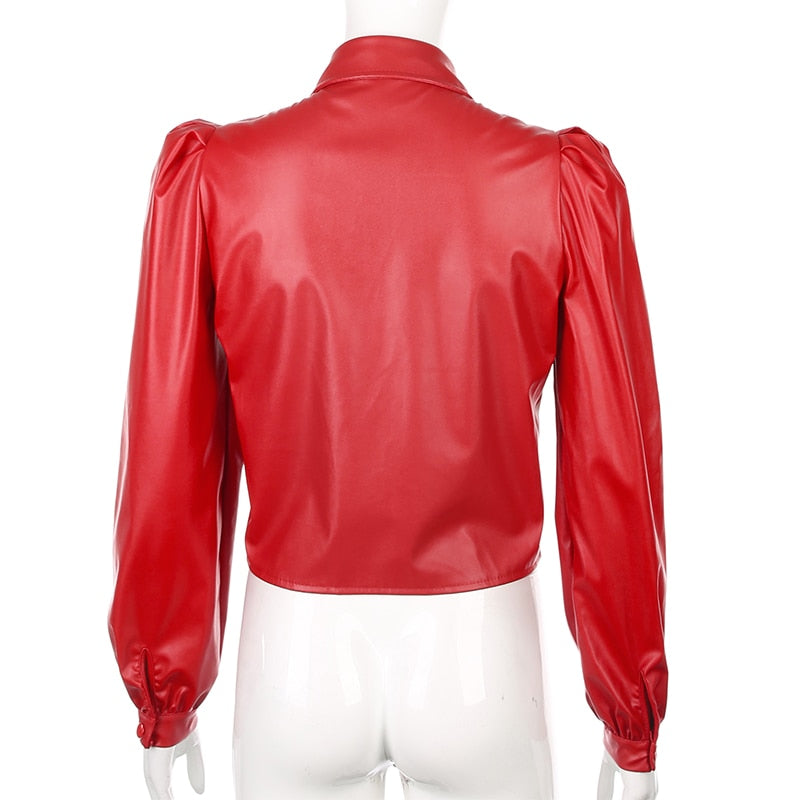 Puff Sleeved Leather Shirt