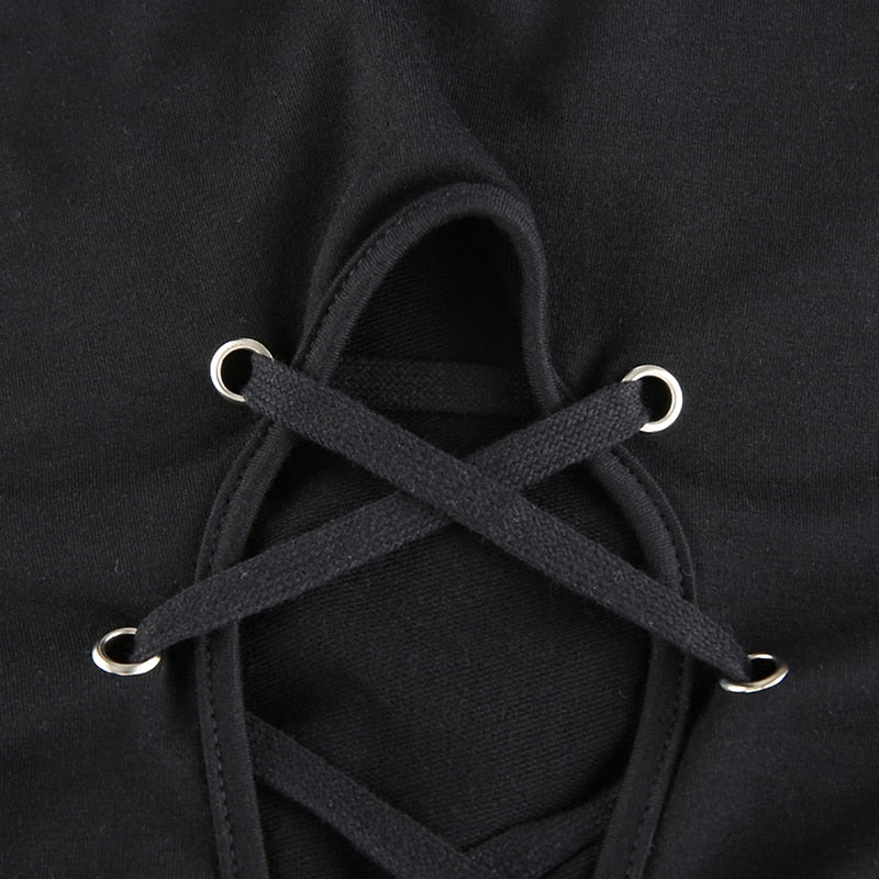 Black Tie Up Hoodie