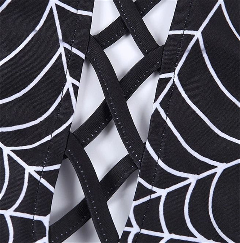 Arachnid's Web Print Mini Dress