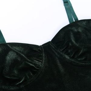 Army Green Velvet Crop Top