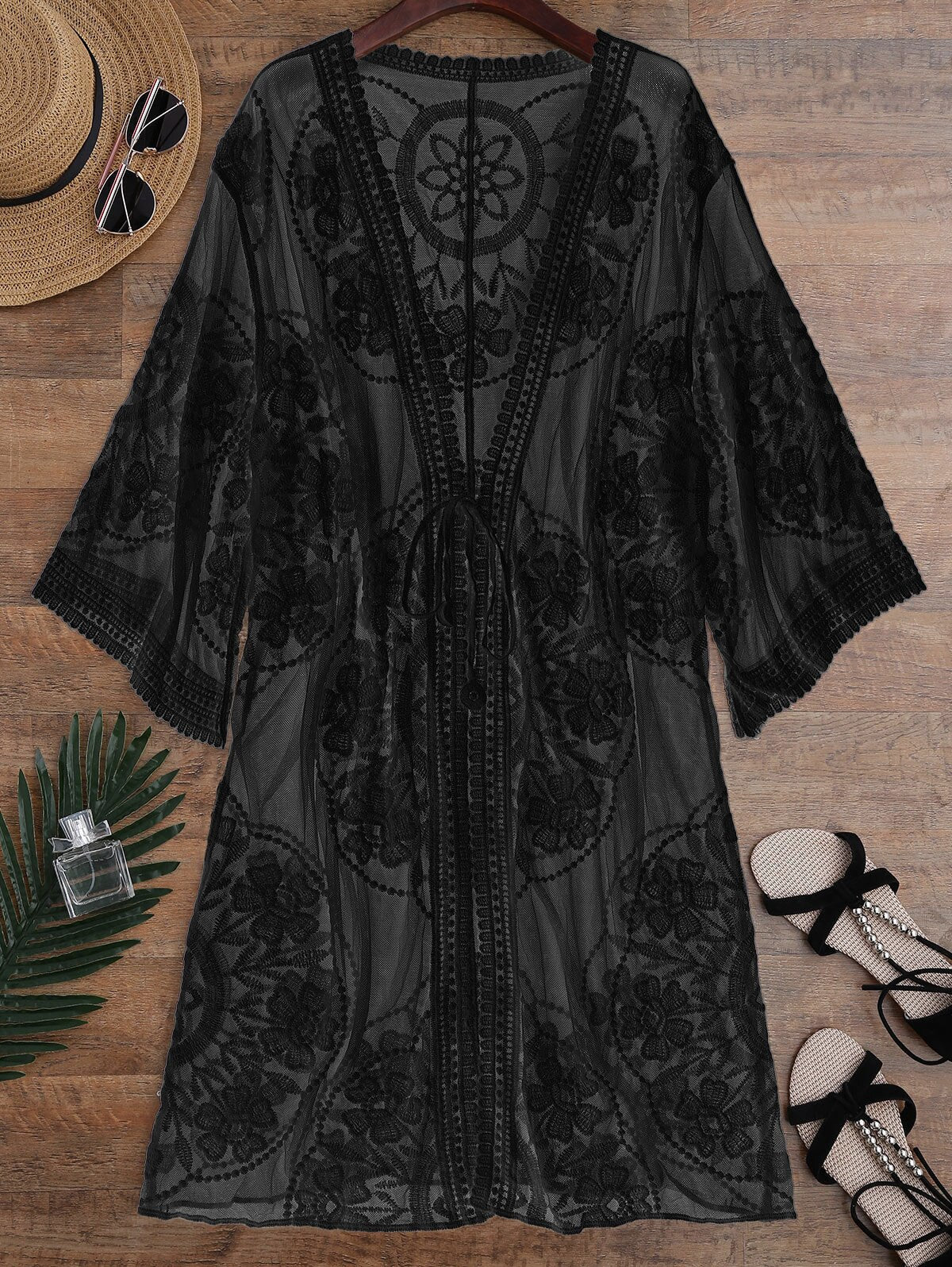 Lace See-Through Kimono