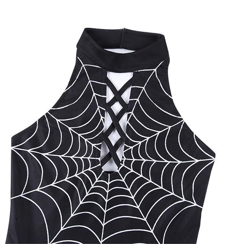 Arachnid's Web Print Mini Dress