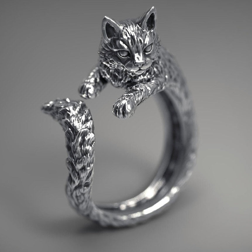 Silver Cat Ring