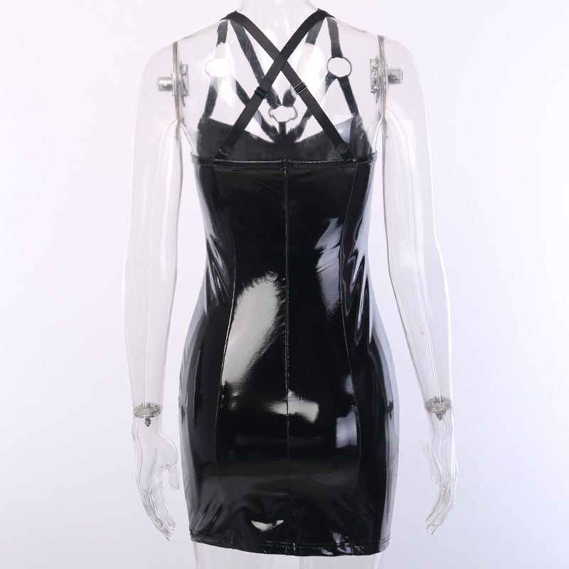 Hollow Out Leather Dress