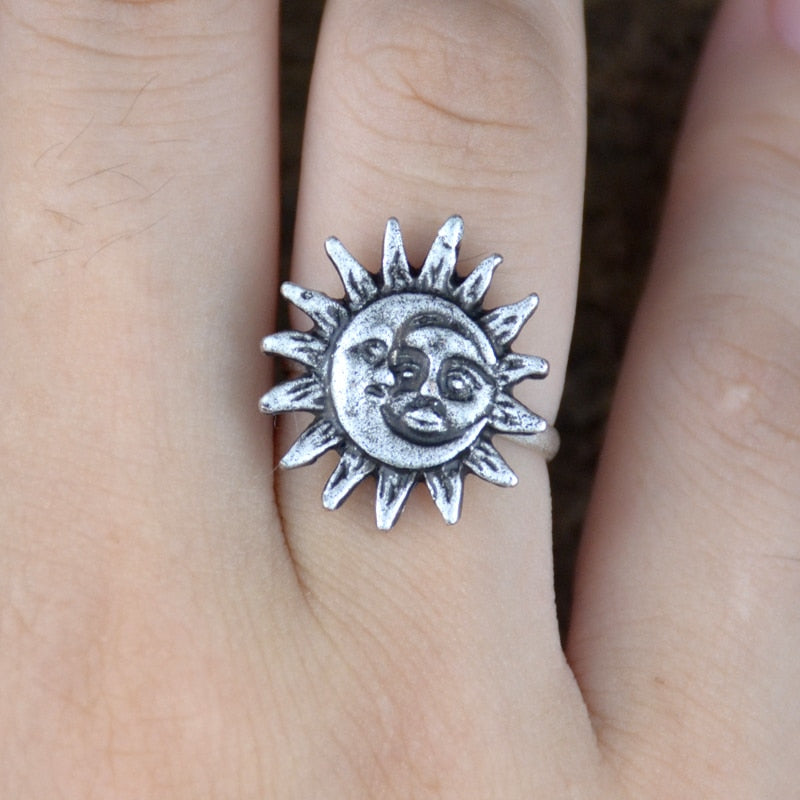 Crescent Moon and Sun Ring