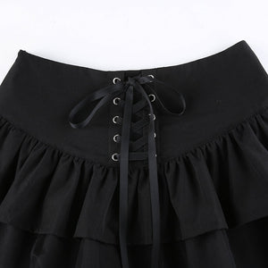 Lace Up Ruffled Mini Skirt