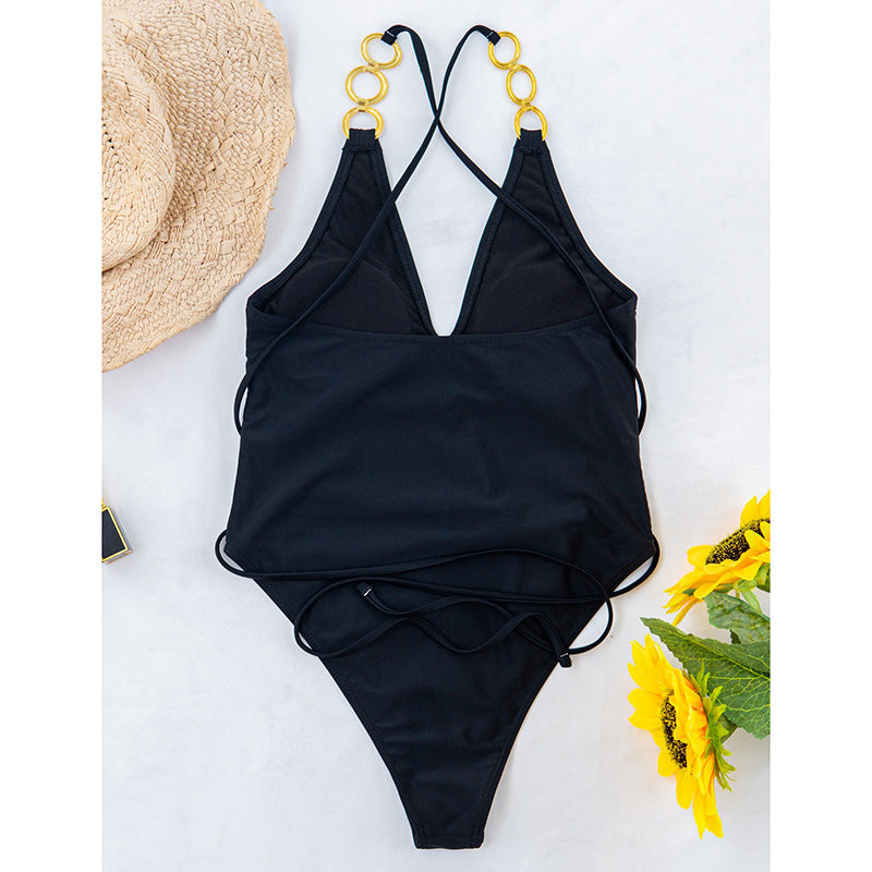 Swimsuit With Gold Tone Details