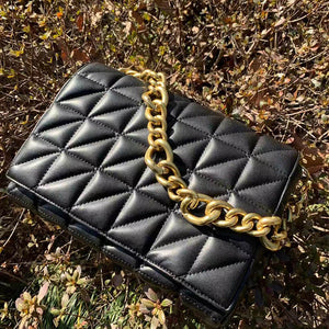 Quilted Shoulder Bag With Gold Chain Handle