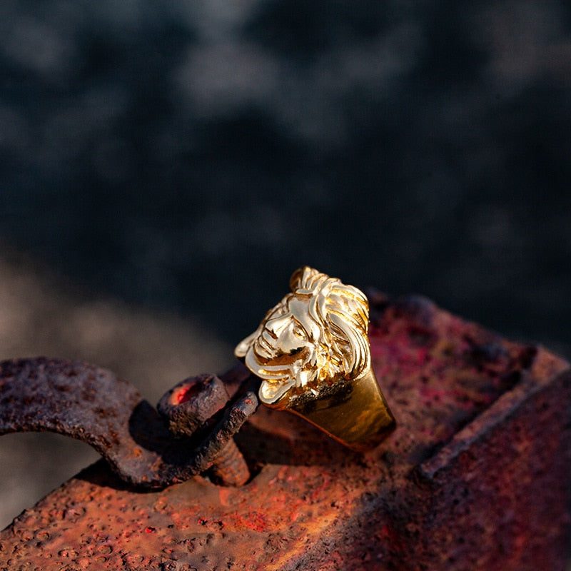 Gold Medusa Shaped Ring