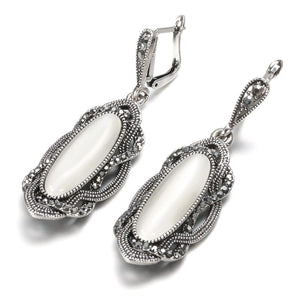 Oval Crystal Drop Earrings