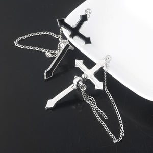 Black Cross Chain Earrings