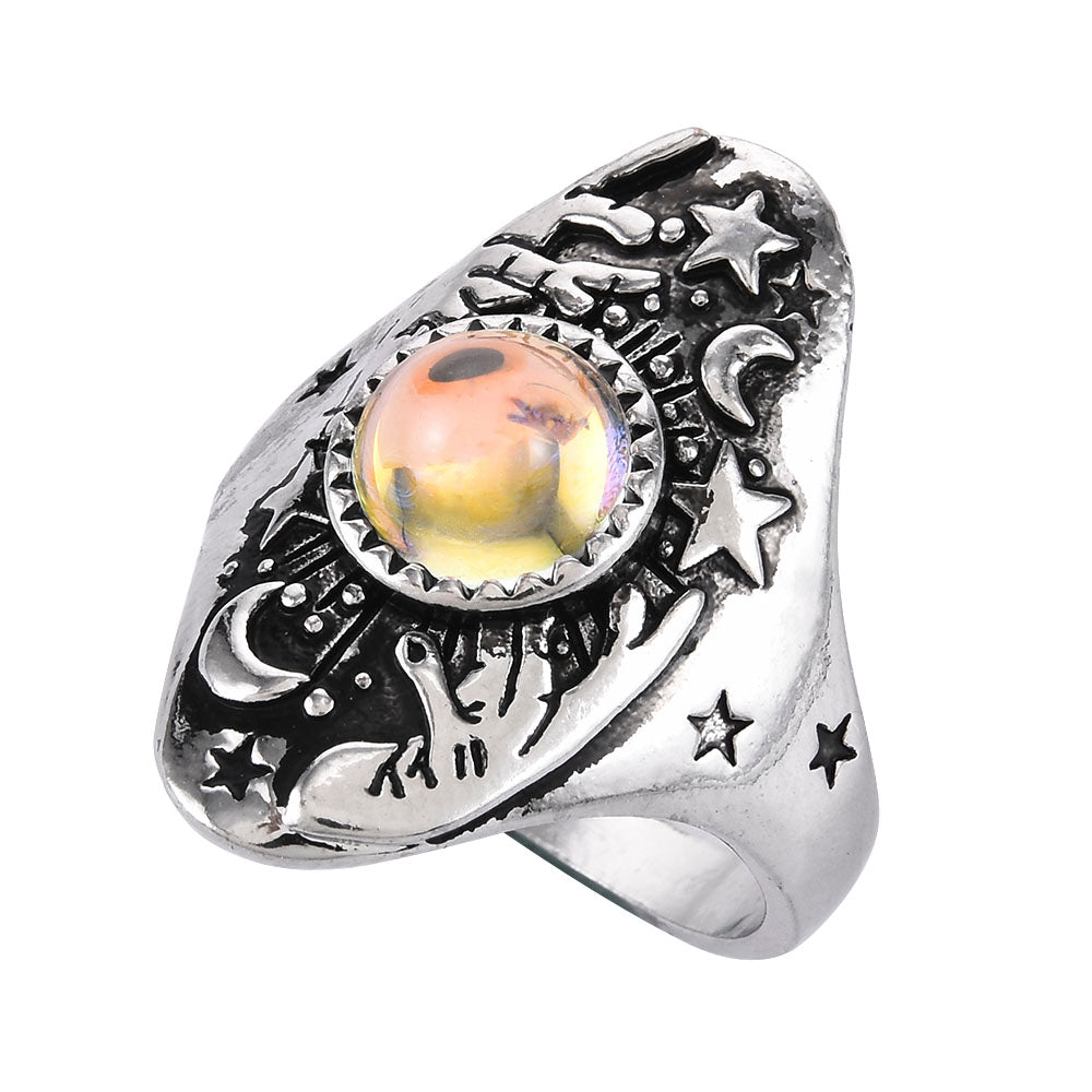 Silver Moon Design Ring