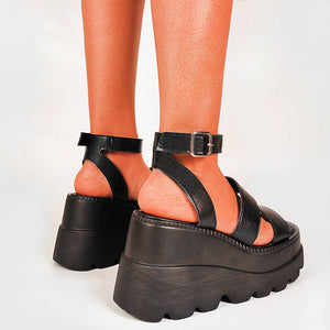 Buckle Detail Platform Sandals