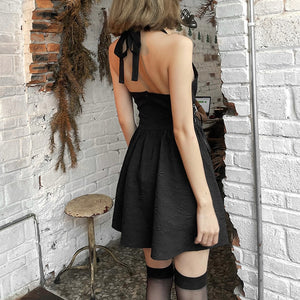 Halter Neck Black Mini Dress