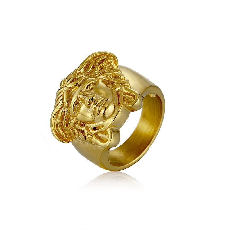 Gold Medusa Shaped Ring