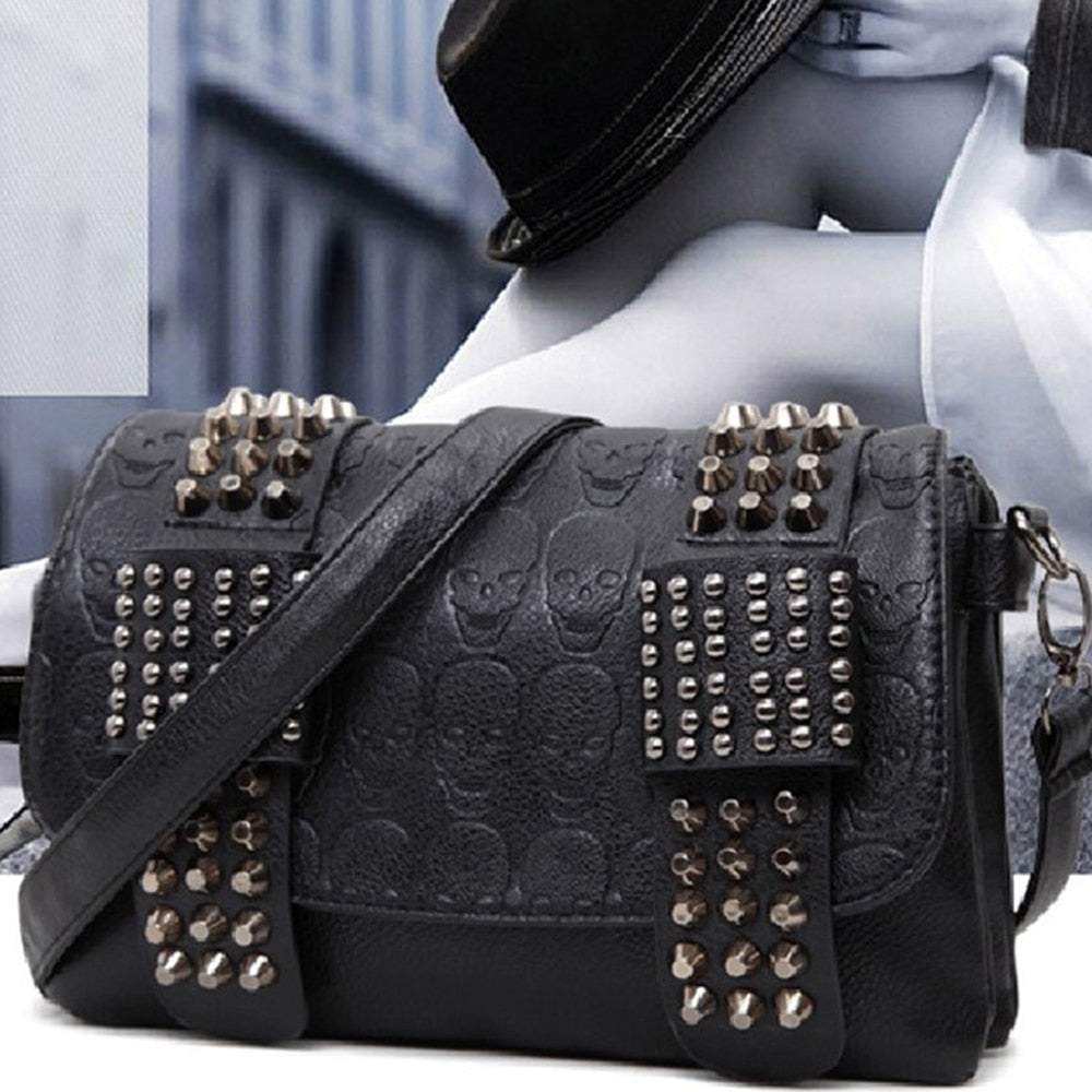 Skulls and Rivets Shoulder Bag