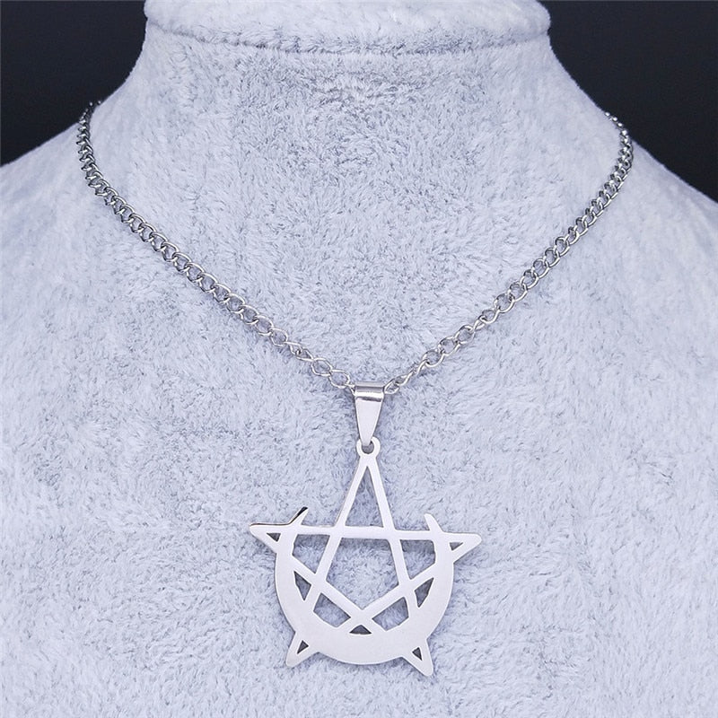 Moon And Pentagram Shaped Necklace