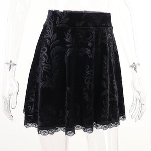 Velvet High Waist Mini Skirt