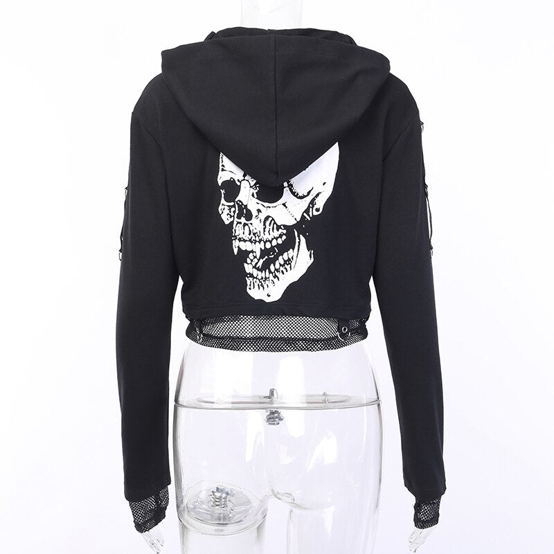 "I Don't Care" Skull Print Hoodie