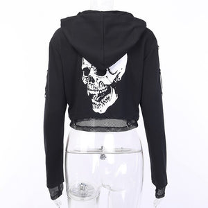 "I Don't Care" Skull Print Hoodie