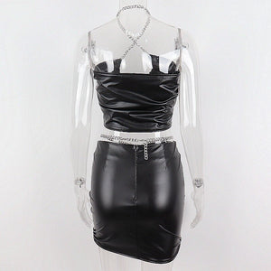 Chain Detail 2 Piece Mini Skirt Set