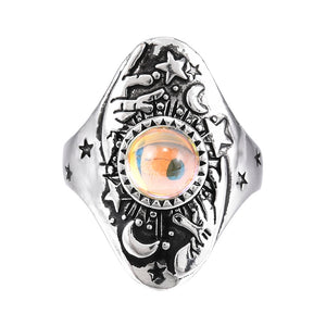 Silver Moon Design Ring