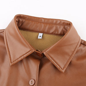 Puff Sleeved Leather Shirt