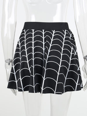 Spider Web Print Skirt