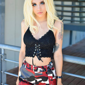 Front Lace Up Crop Top