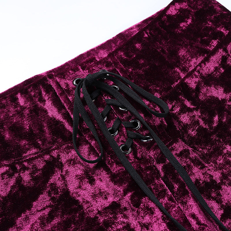 Lace Up Velvet Pants