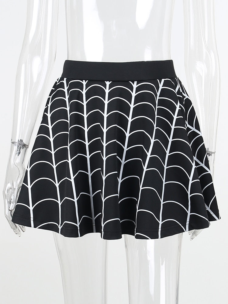 Spider Web Print Skirt