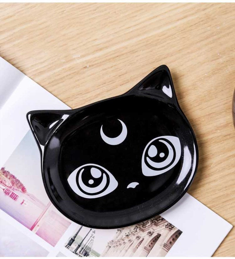 Black Cat Shaped Mug With Tray