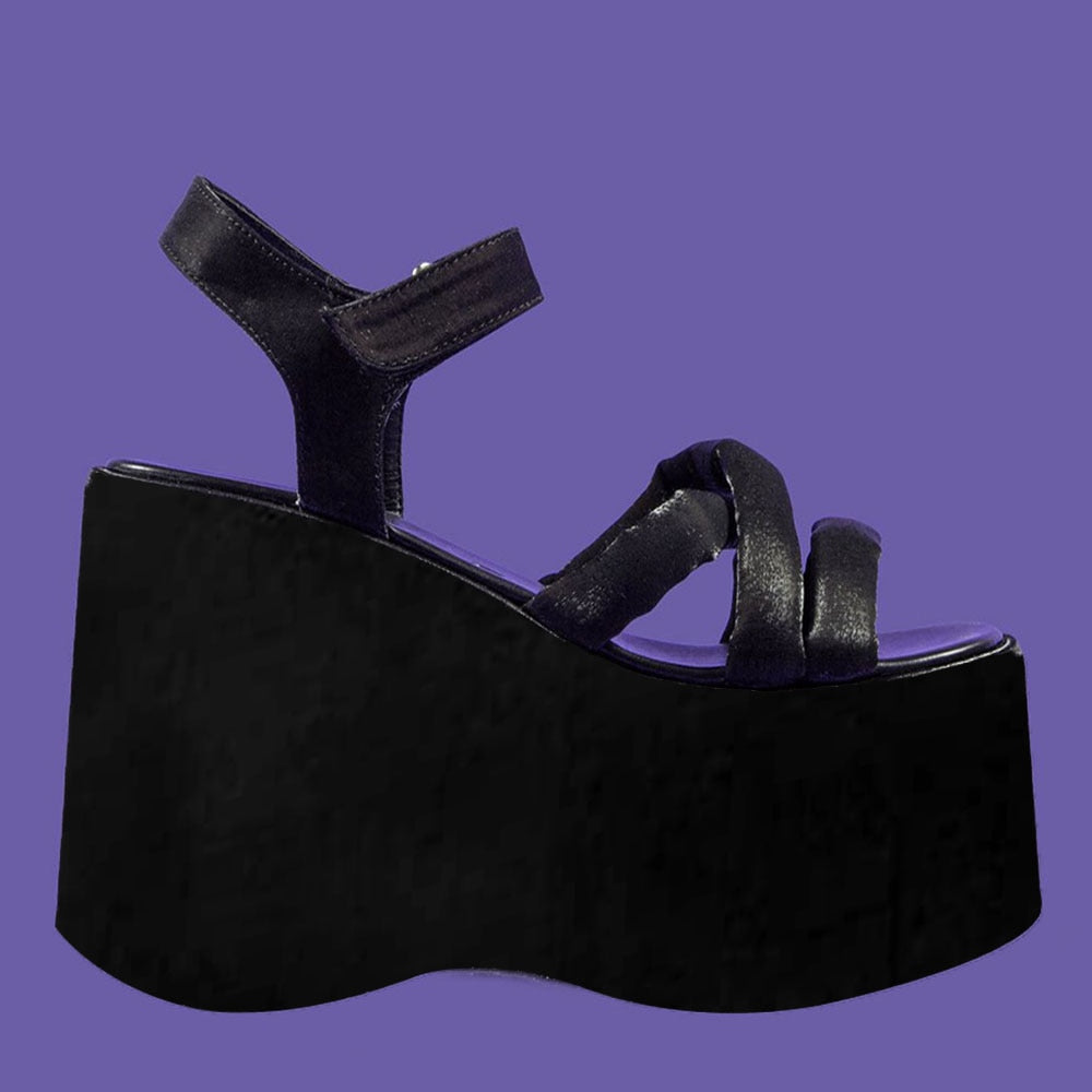 Black Wedge Sandals