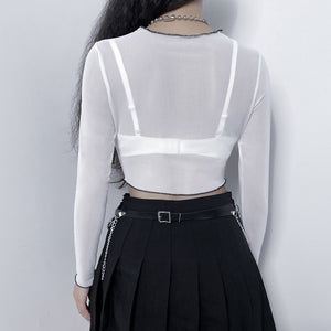 Black and White Skeleton Crop Top