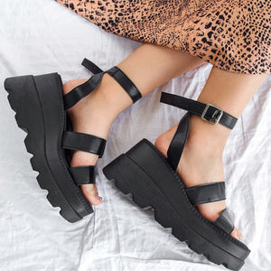 Buckle Detail Platform Sandals