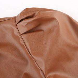 Puff Sleeved Leather Shirt