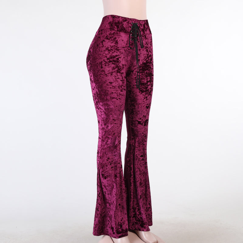 Lace Up Velvet Pants