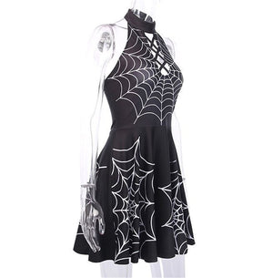 Arachnid's Web Print Mini Dress