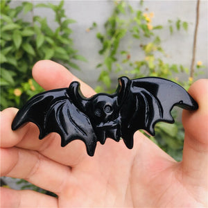 Bat Shaped Obsidian Ornament