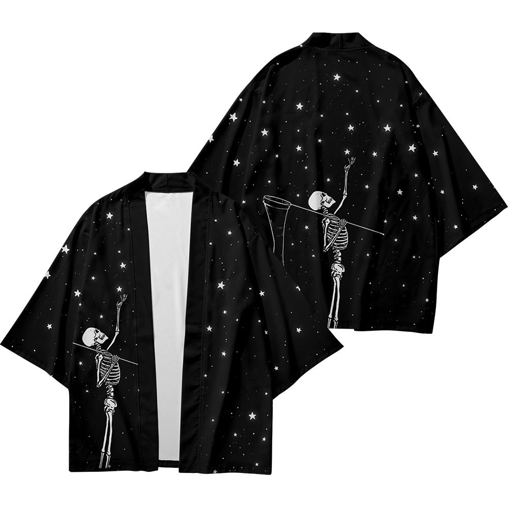 Skeleton Print Kimono