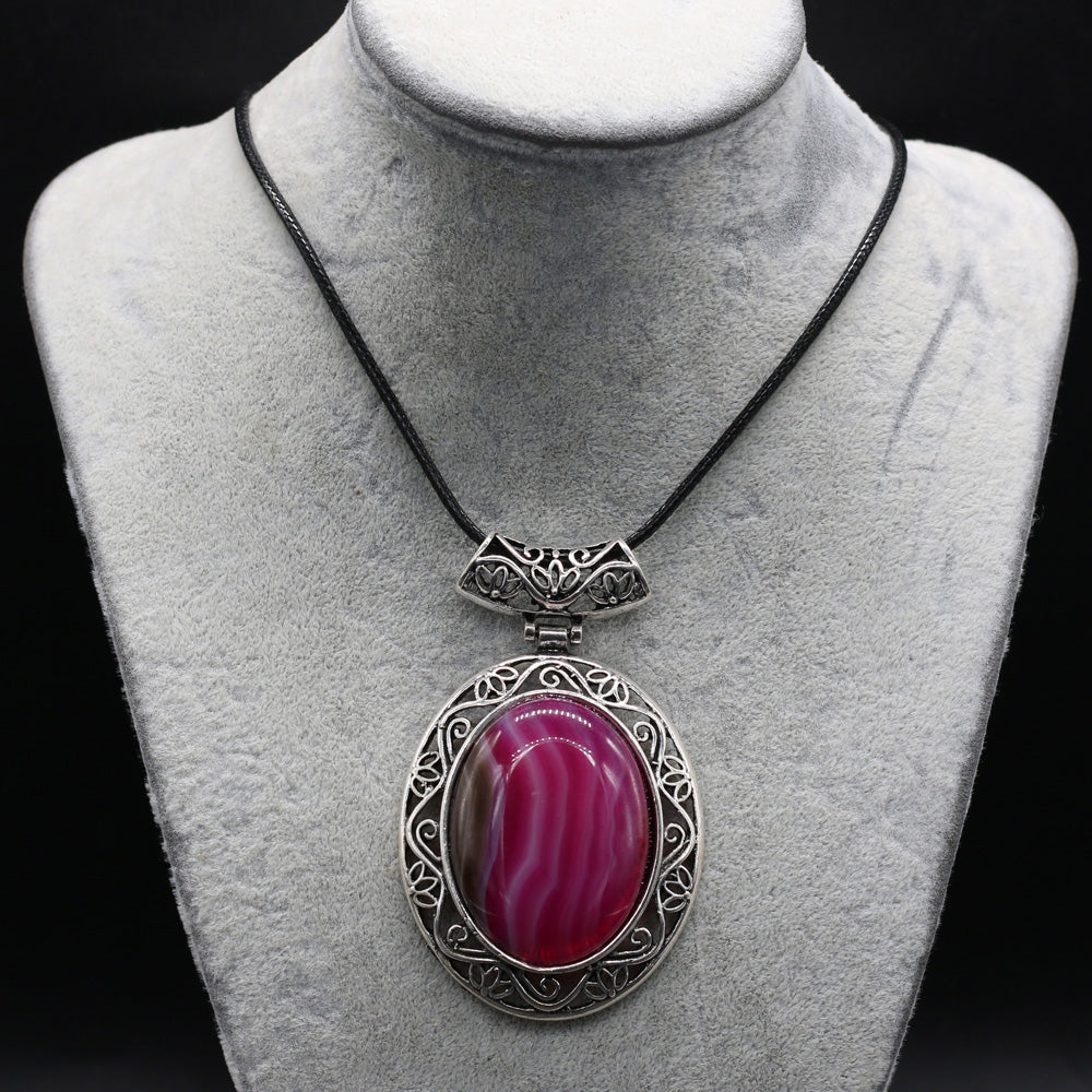 Framed Oval Stone Necklace