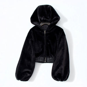 Oversized Velvet Hooded Jacket