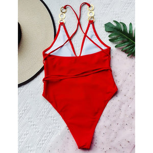 Swimsuit With Gold Tone Details