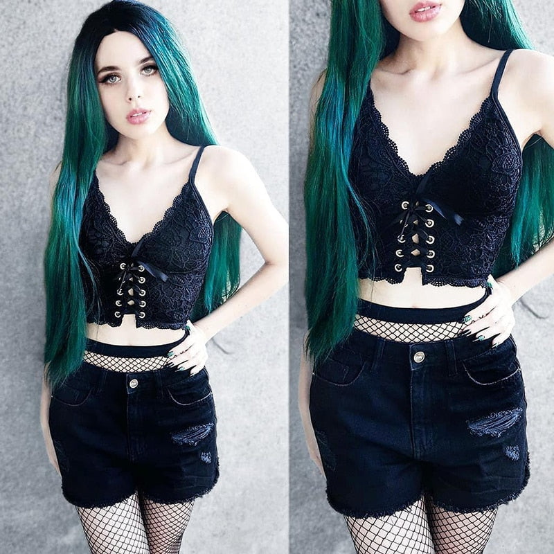 Front Lace Up Crop Top