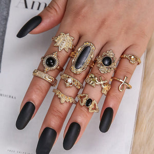 Black Gold Ring Set